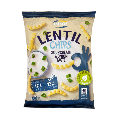 Oho Lentil Chip With Sourcream Onion 100g