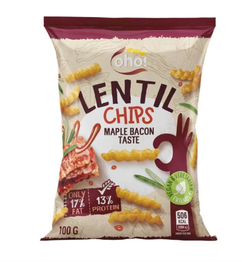 Oho Lentil Chips With Maple Bacon 100g