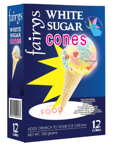 Fairys White Sugar Ice Cream Cone 12s