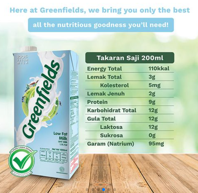 Greenfields UHT 1L Lowfat