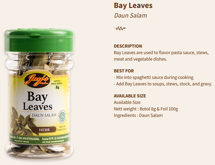 Jays Herbs Bay leaves Daun Salam 8g