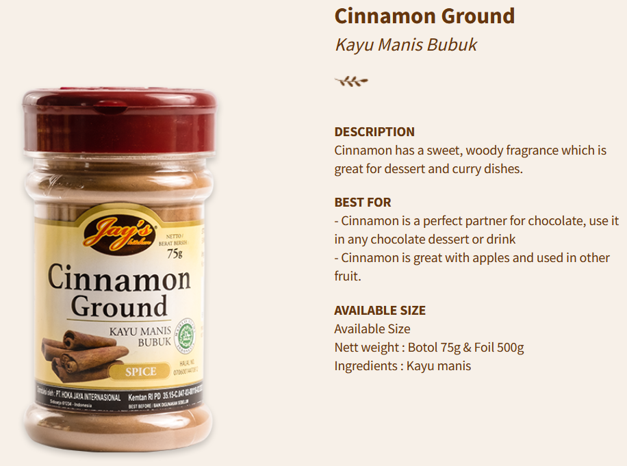 Jays Spices Cinnamon Ground 75g