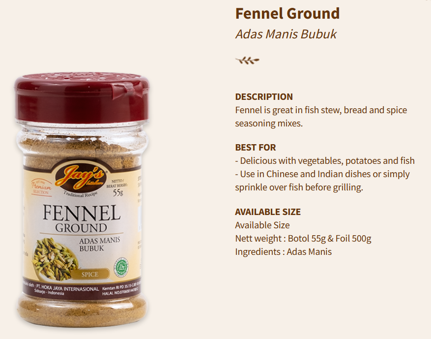 Jays Spices Fennel Ground 55g