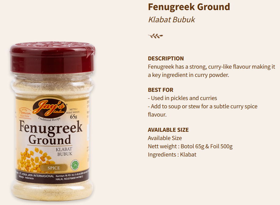 Jays Spices FenuGreek Ground 80g