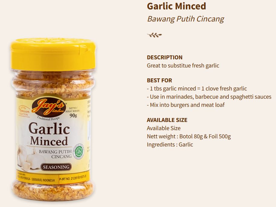 Jays Seasoning Garlic Minced 90g