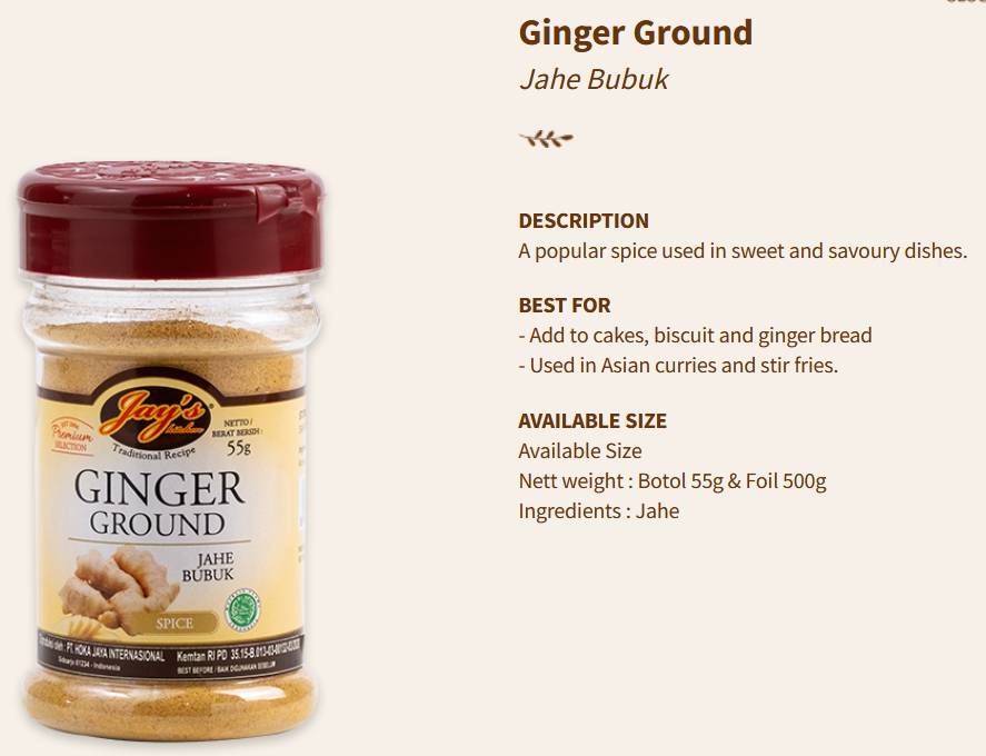 Jays Spices Ginger Ground 55g
