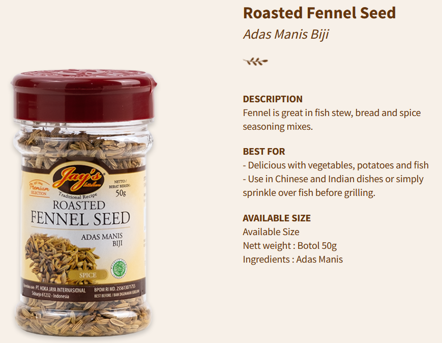 Jays Spices Roasted Fennel Seed Adas 50g