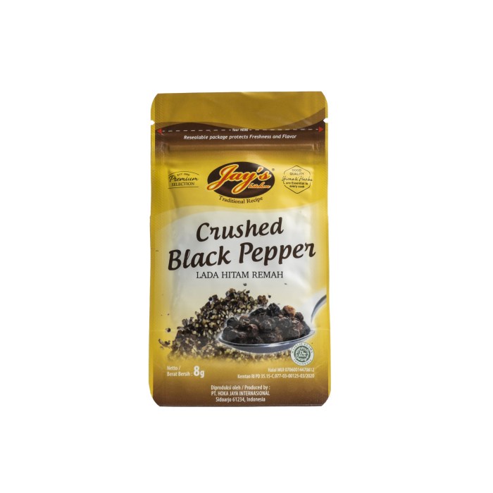 Jays Zip Lock Black Pepper Crushed 8g