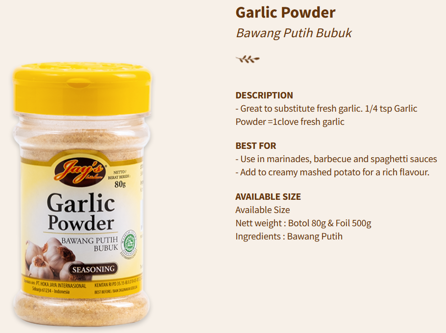 Jays Spices Garlic Powder Bwg Putih 80g