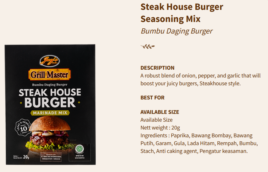 Jays Grill Master Steak House Burger 20g