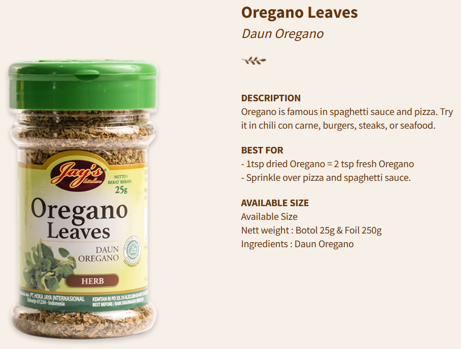 Jays Herbs Oregano Leaves 25g