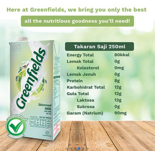 Greenfields UHT 1L Skimmed
