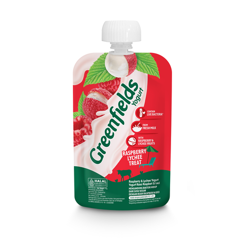 Greenfields Yogurt Pouch Raspberry Lychee 110g