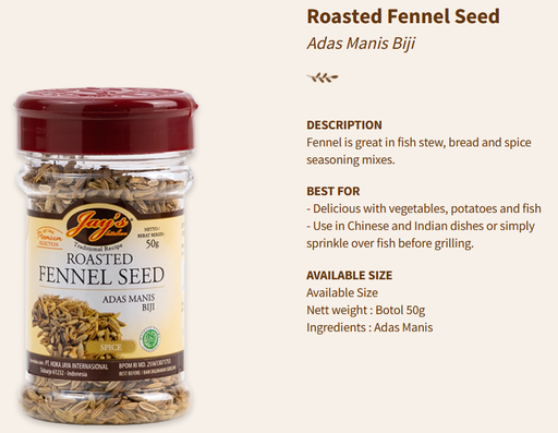 Jays Spices Roasted Fennel Seed Adas 50g
