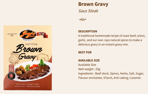 Jays Grill Master Sauce Brown Gravy 25g
