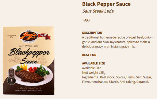 Jays Sauce Blackpepper Sauce 25g