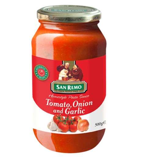 San Remo Pasta Sauce Tomato Onion Garlic 500g